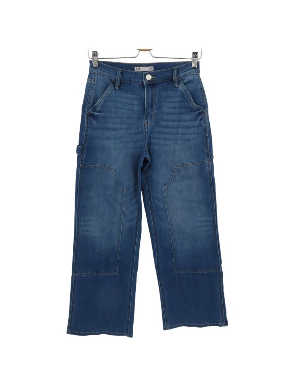 SO Juniors 3 Women 26 High Rise Wide Leg Blue Denim Jeans Cotton Blend Pockets